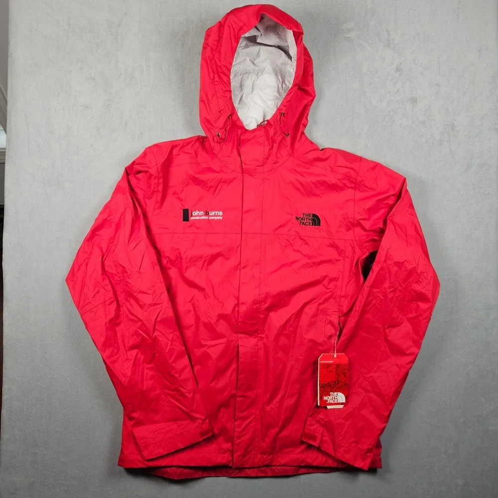 NEW North Face DryVent Rain Jacket Mens Medium Red Full Zip Hooded Waterproof